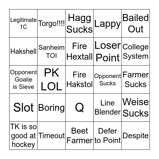 HF Hivemind Bingo Card
