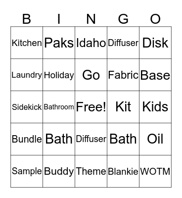 Scent Bingo Card