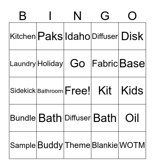 Scent Bingo Card