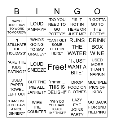 MAMMA'S X-MAS EVE BINGO Card