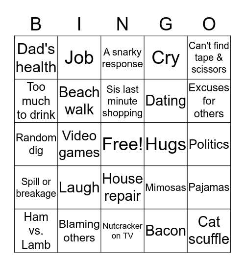 Christmas 2018 Bingo Card