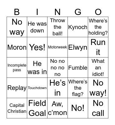 Things Overheard during Michigan vs Ohio St Game Bingo Card