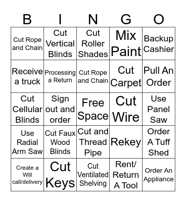 Skills Bingo Card