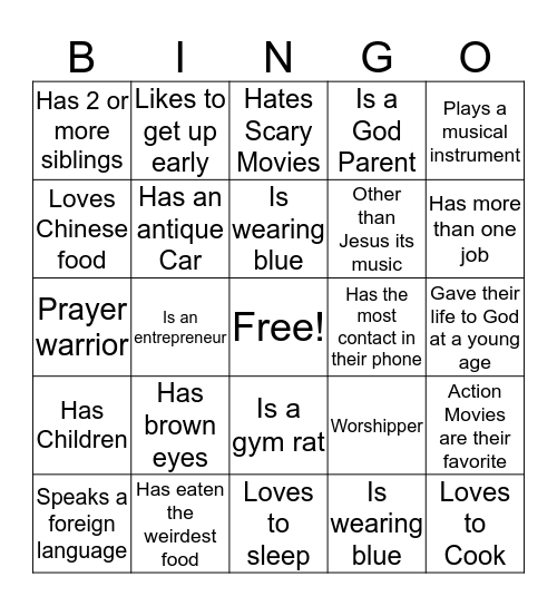 Hey, I know You Bingo Card
