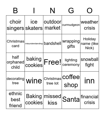 Hallmark Holiday Bingo Card