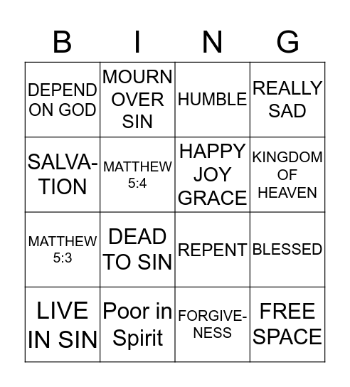 BEATITUDE  Bingo Card