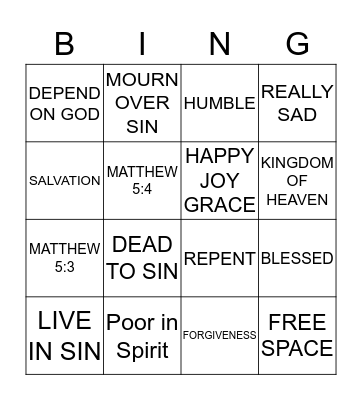 BEATITUDE  Bingo Card