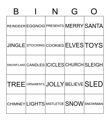 Christmas Bingo Card