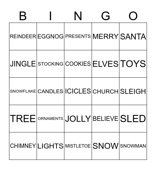 Christmas Bingo Card