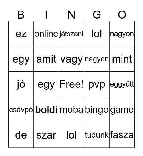 negro Bingo Card