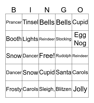 Holiday Bingo Card