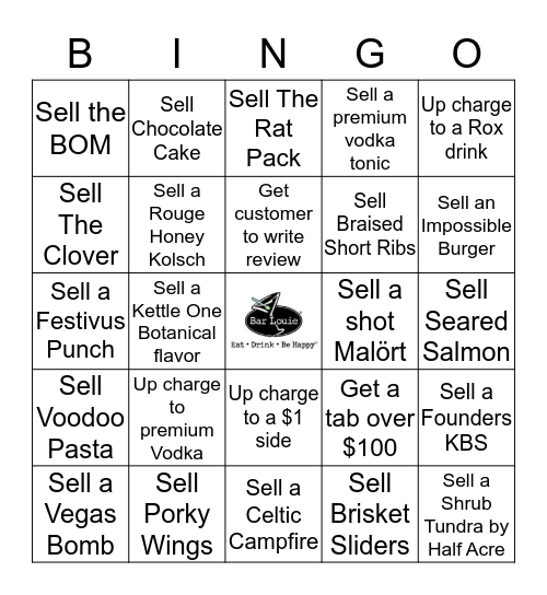 Bar Louie Bingo Card