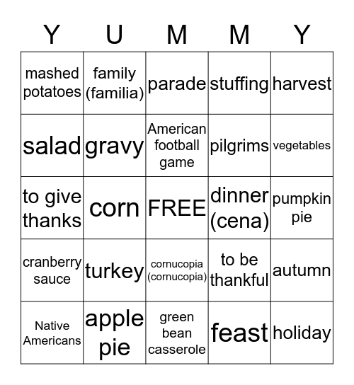 Thanksgiving! Bingo Card