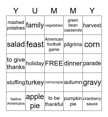 Thanksgiving! Bingo Card