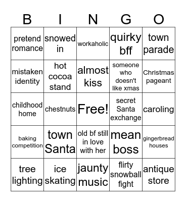Hallmark Christmas movie drinking BINGO Card
