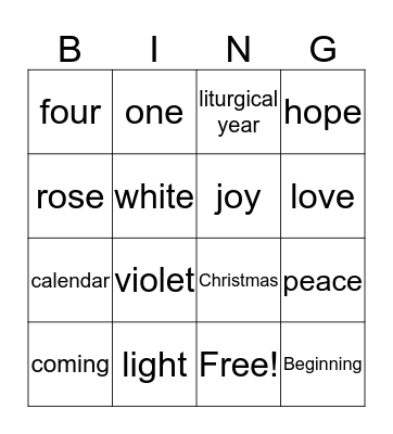 Advent Bingo Card