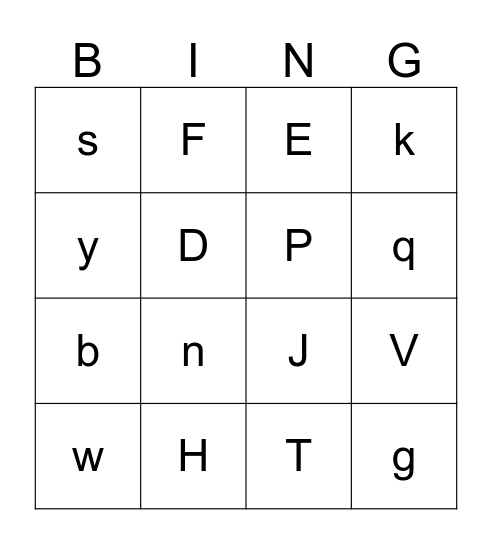 ABC Bingo Card