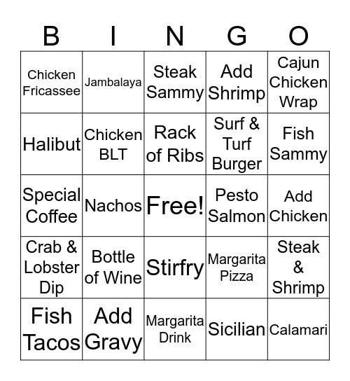 Sandbar Bingo Card