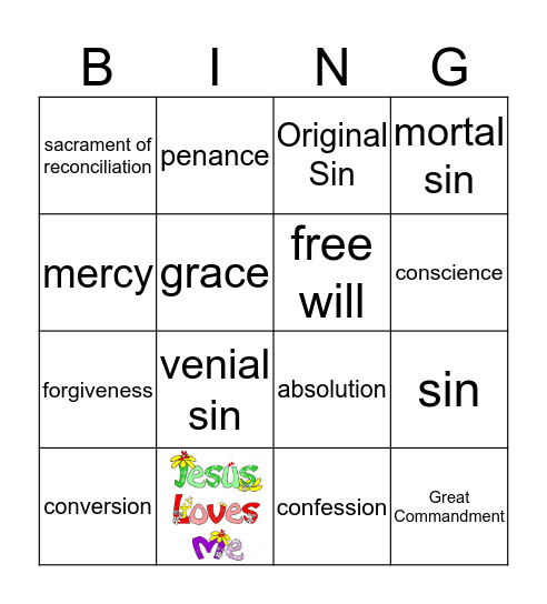 Remembering God's Forgiveness Bingo Card