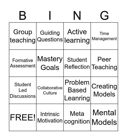 Teaching And Learning w/ Dom and Hibo Bingo Card