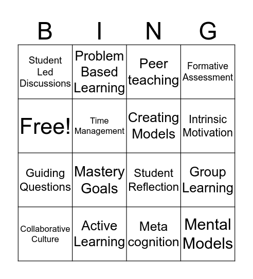 Teaching and Learning W/ Dom and Hibo Bingo Card