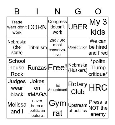 Ben Sasse Bingo Card