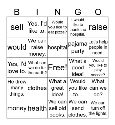 Would you like to watch a movie? (G6, L11) Bingo Card