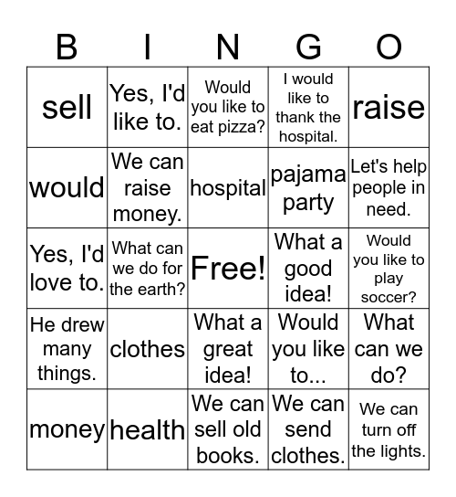 Would you like to watch a movie? (G6, L11) Bingo Card