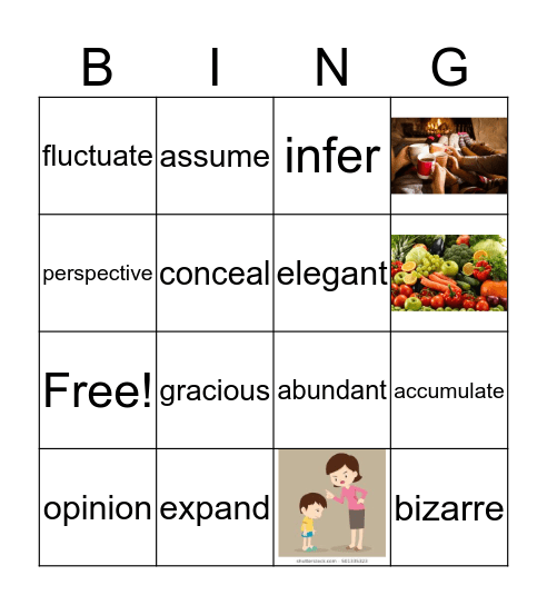 Vocabulary Bingo Card