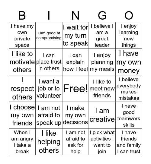 Self Advocacy Bingo Bingo Card