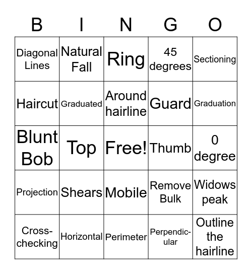 Haircutting Bingo Card