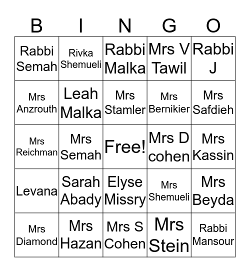 Ilan Bingo Card