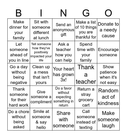 Grow Your Heart Grinch Bingo Card