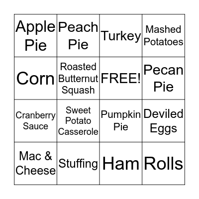 Thanksgiving Bingo Card