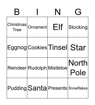 Christmas Bingo Card
