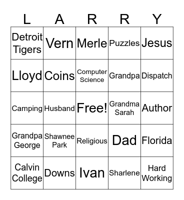 80th Birthday Bingo Card