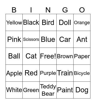 Color Bingo Card