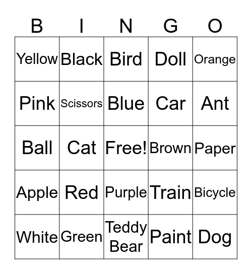 Color Bingo Card