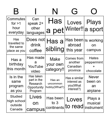 Human Bingo Card