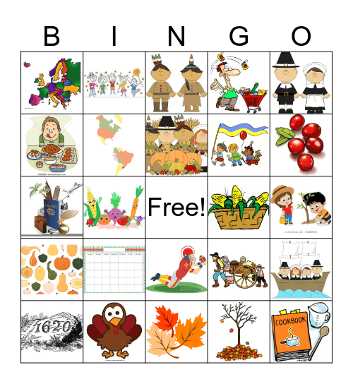 Thanksgiving Vocabulary Bingo Card