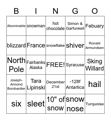 OSI Winter Bingo Card