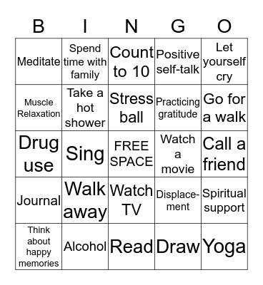 Coping  Bingo Card