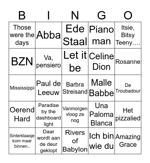 Sinterklaas Bingo Card