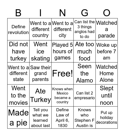 We're BACK! Bingo Card