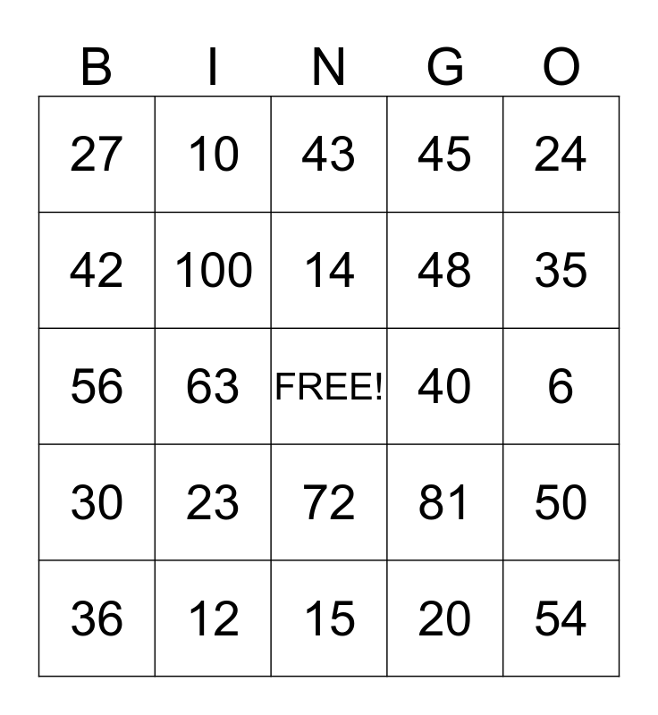 Plain bingo! Bingo Card