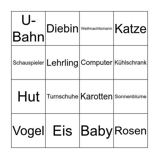 Bingo - Relativsätze Bingo Card