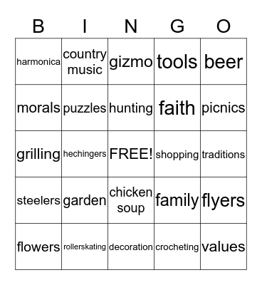 GIVING THANKS AND REMEMBERING MOM AND DAD Bingo Card