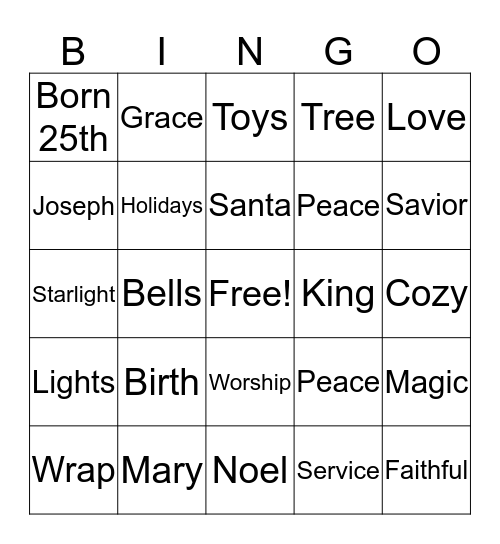 Christmsa Bingo Card