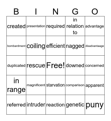 CR C-2 75-80 Bingo Card