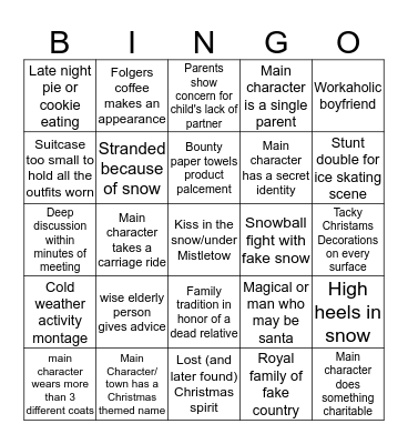 Hallmark Movie Bingo! Bingo Card